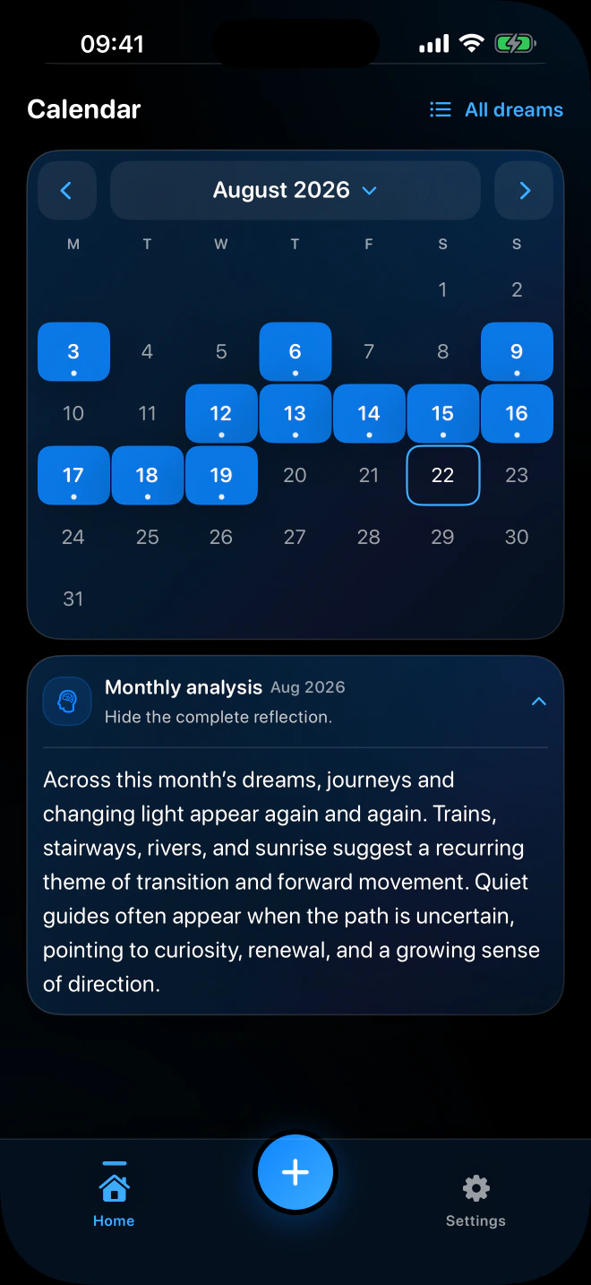 A monthly reflection in Lucide’s dream journal.